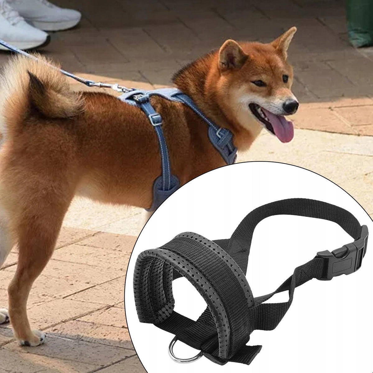 Nylon Soft Dogs Muzzle Breathable Protective Pet Muzzle Adjustable for S