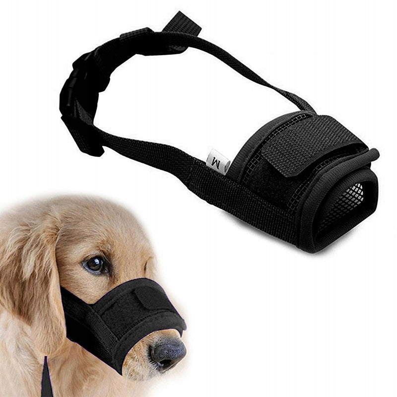 Nylon muzzle for dog M adjustable with mesh black