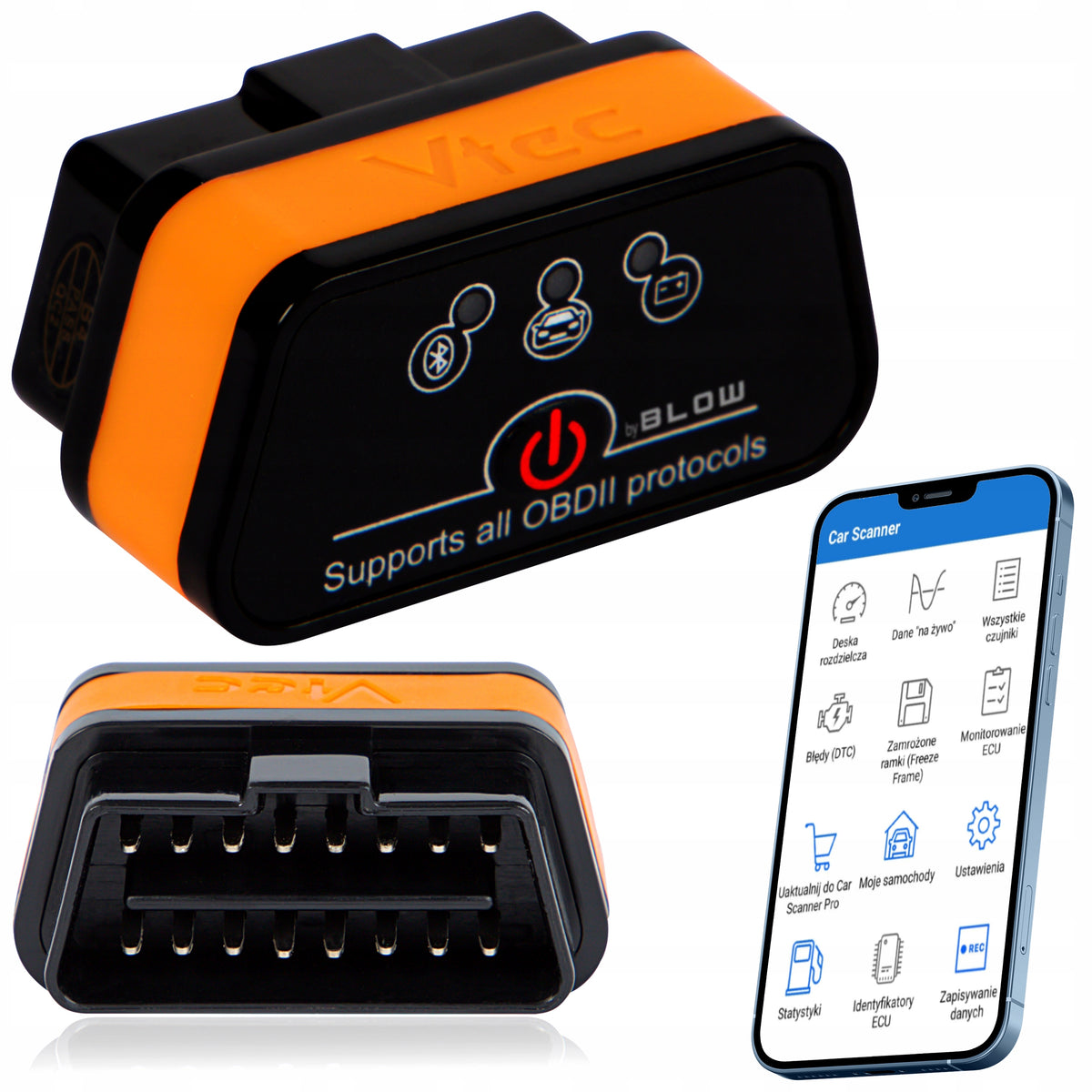 OBD2 BLUETOOTH DIAGNOSTIC INTERFACE ANDROID TESTER iOS WINDOWS Polish