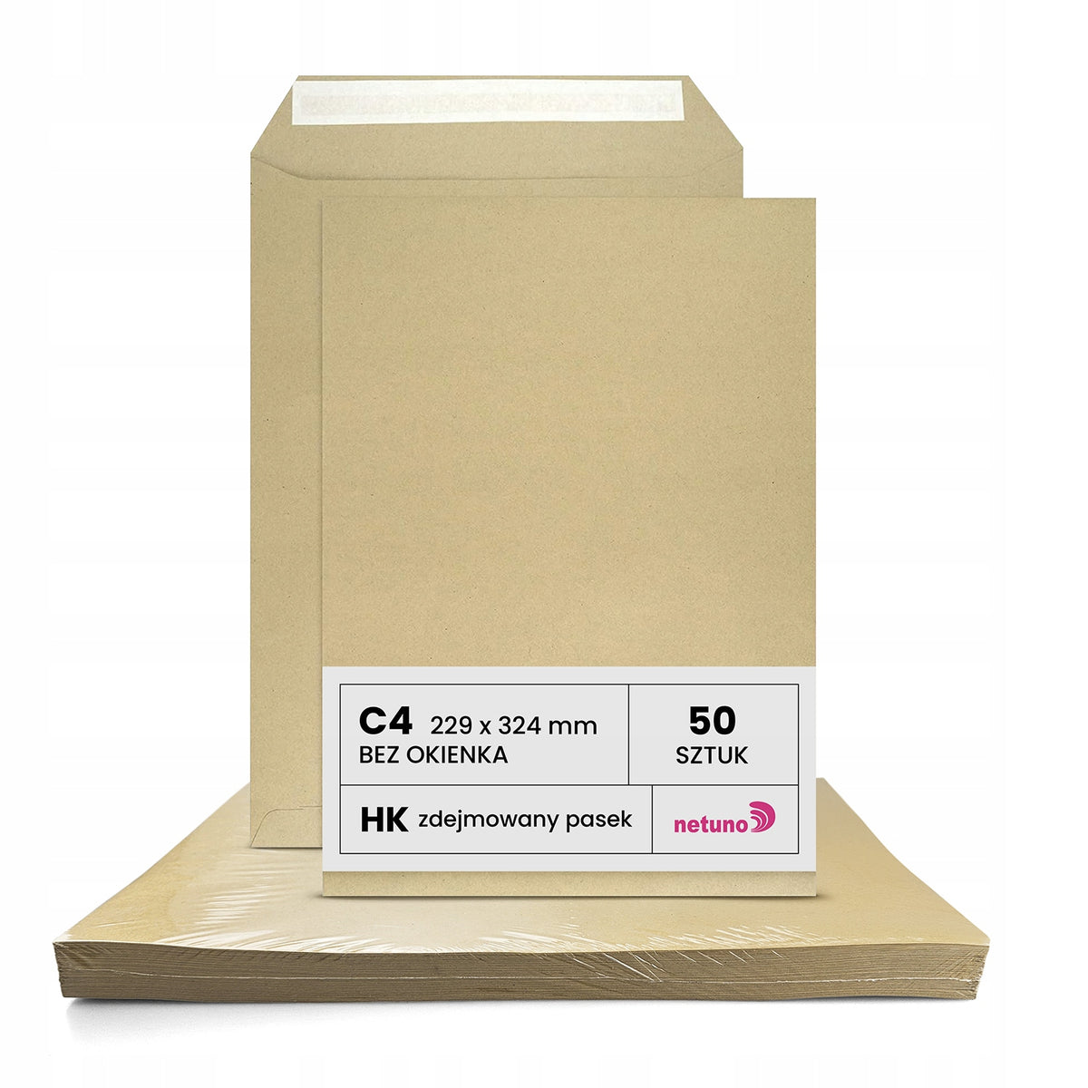 OFFICE ENVELOPES C4 HK SELF-ADHESIVE WITH LETTER STRAP BROWN FOR A4 50 PIECES