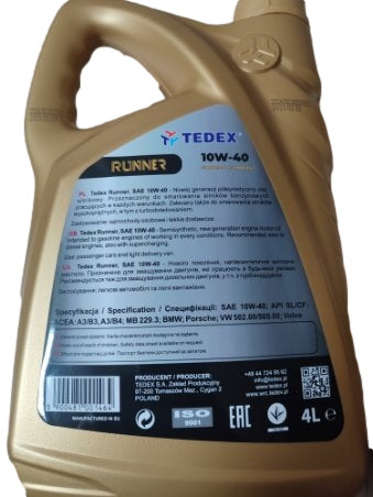 OIL TEDEX RUNNER M.O.B.I.L 10W40 4L Manufacturer code 10W40 4