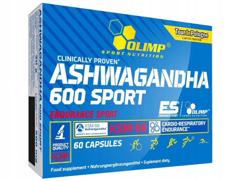 OLIMP ASHWAGANDHA 600 SPORT 2x60cap GINSENG INDIAN STRESS NERVE MEMORY Expiration date not specified