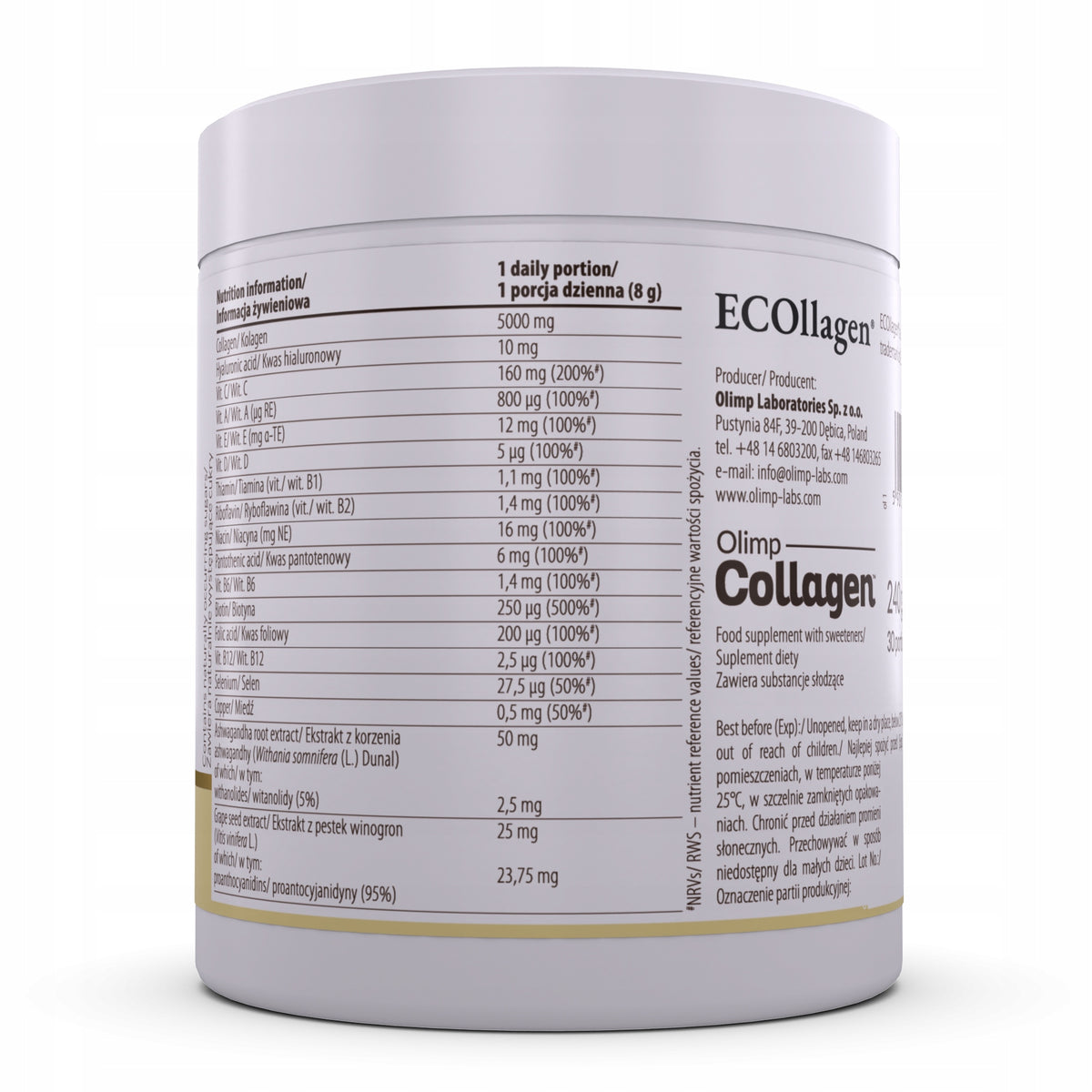 OLIMP COLLAGEN POWDER 240G PINEAPPLE FLAVOUR Manufacturer code 5901330093593