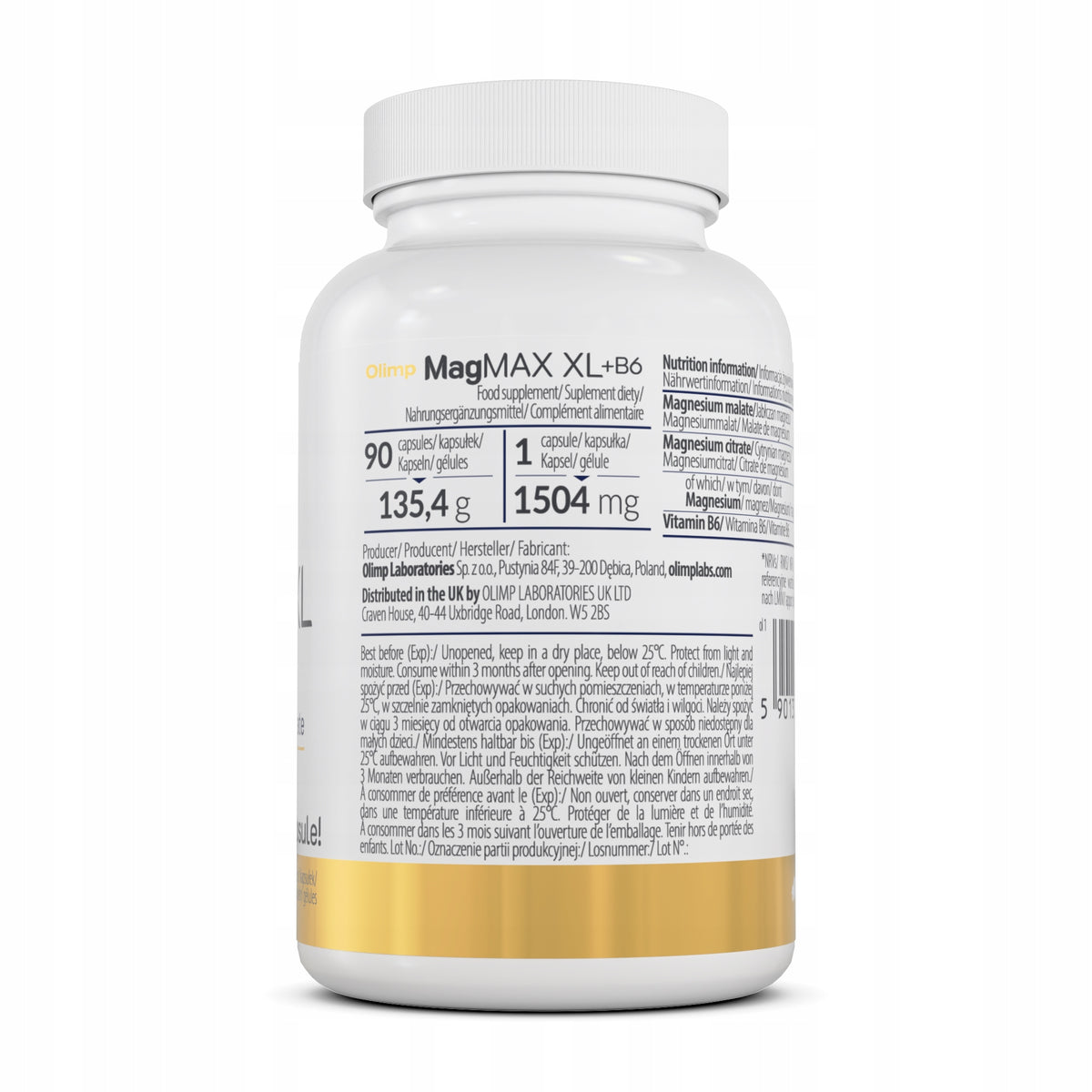 OLIMP MagMAX XL + B6 90caps MAGNESIUM 2 FORMS CITRATE MALATE VITAMIN B6 Medical device no