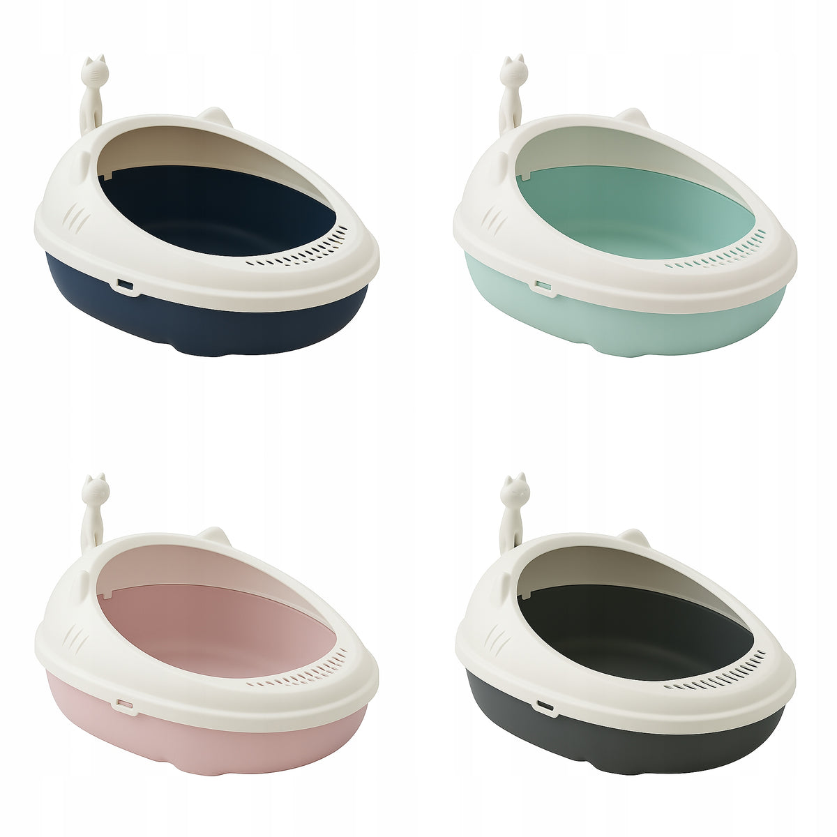 OPEN LITTER BOX FOR CAT LITTER GREY + SPATULA Brand GLOBANI