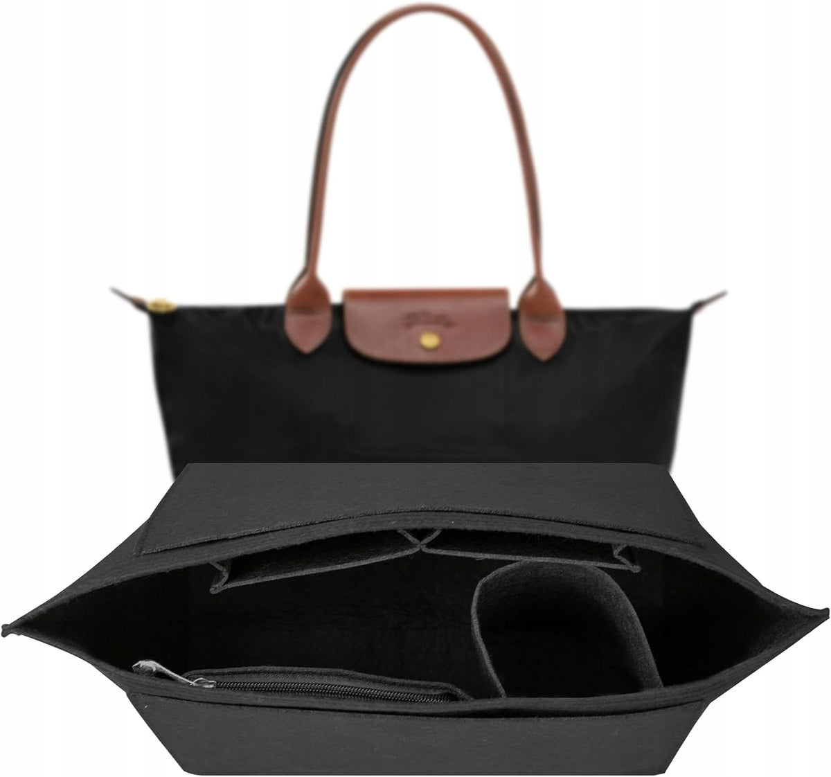 ORGANIZER FOR WOMEN'S HANDBAG LONGCHAMP LE PLIAGE L BLACK COTTON MAT