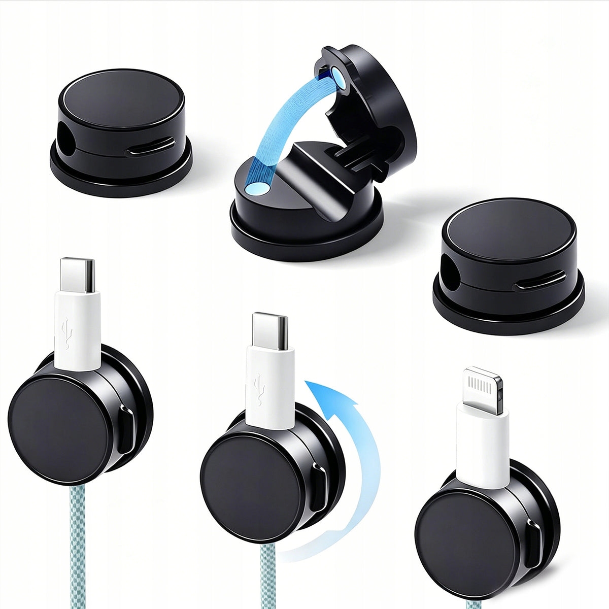 ORGANIZER HOLDER SELF ADHESIVE CLIP FOR WIRE CABLES USB MAGNET 6 PIECES