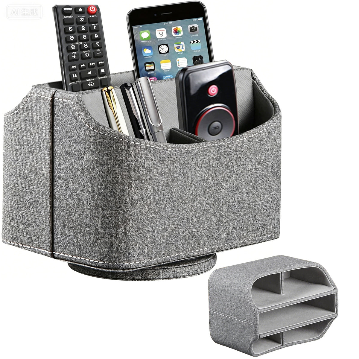 ORGANIZER STAND STORAGE FOR REMOTE CONTROLS – 360° ROTATION, GREY, FOR TV