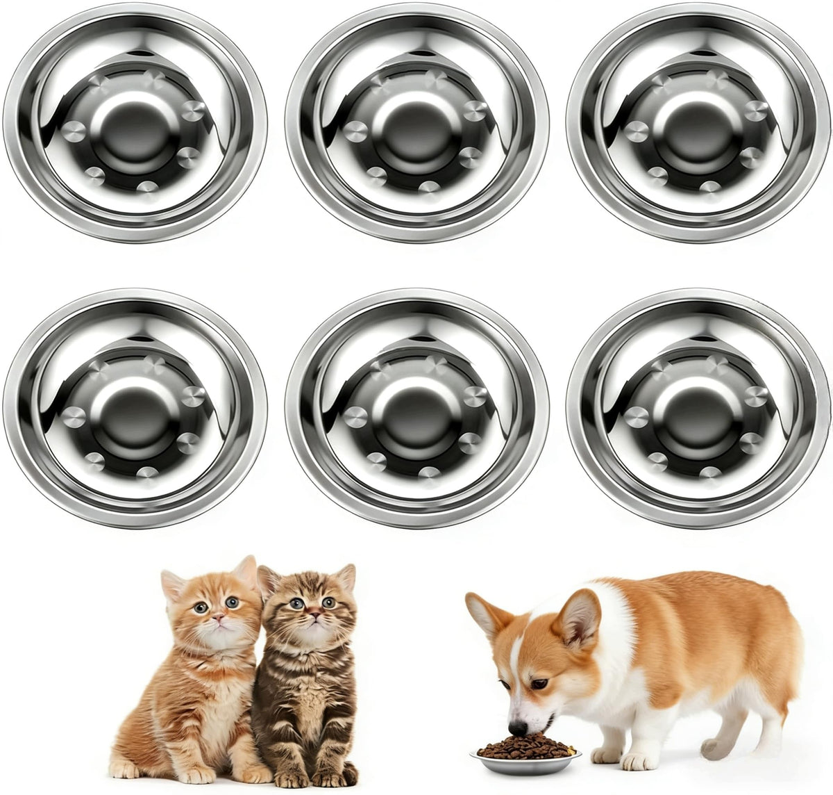 OSDUE SHALLOW CAT BOWLS MUSTACHE FRIENDLY 6 PCS BOWL WITH