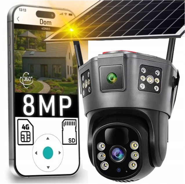 OUTDOOR 4G SIM SOLAR CAMERA 3 LENSES 3MP+3MP+3MP