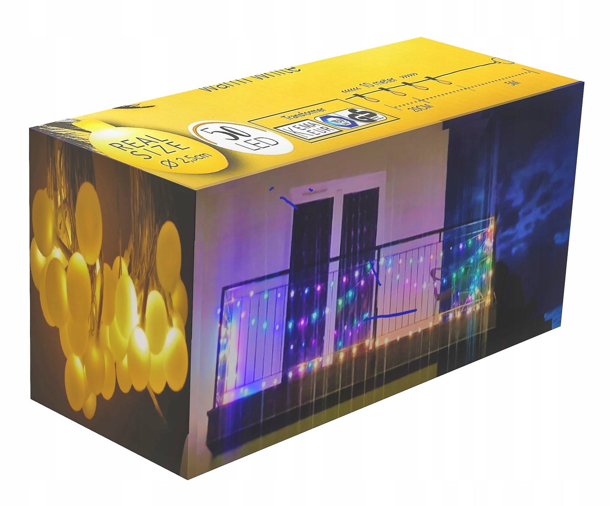 OUTDOOR GARDEN LIGHTS 50LED WHITE WARM -15m