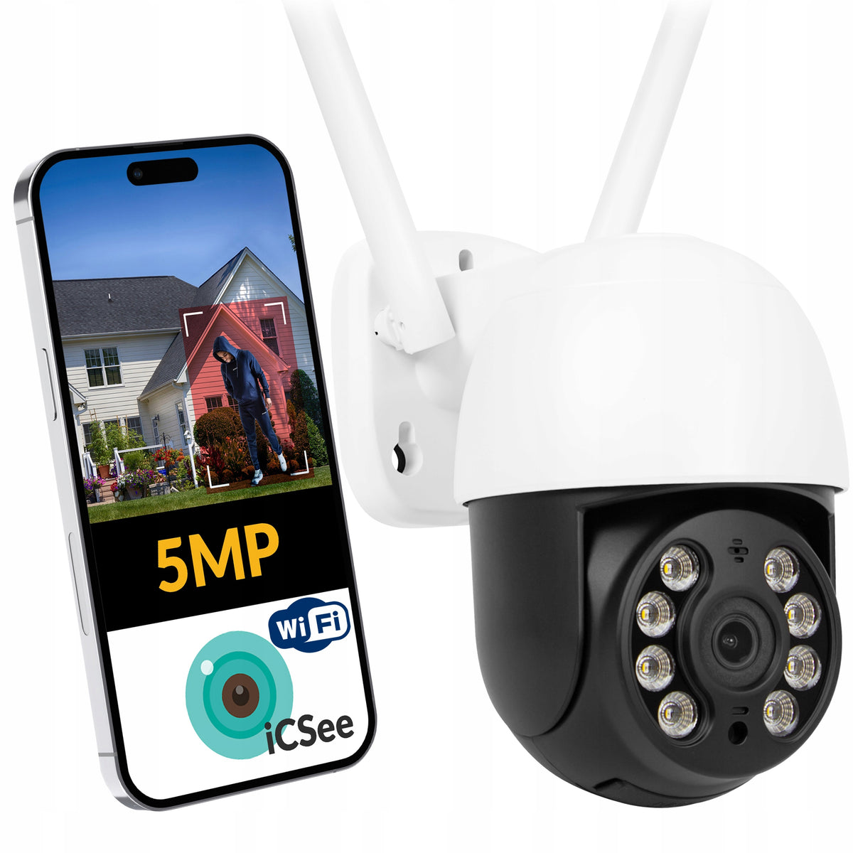OUTDOOR IP CAMERA WIFI ICSEE 5MPx SMART HD PTZ IP66 ROTATING DETECTION