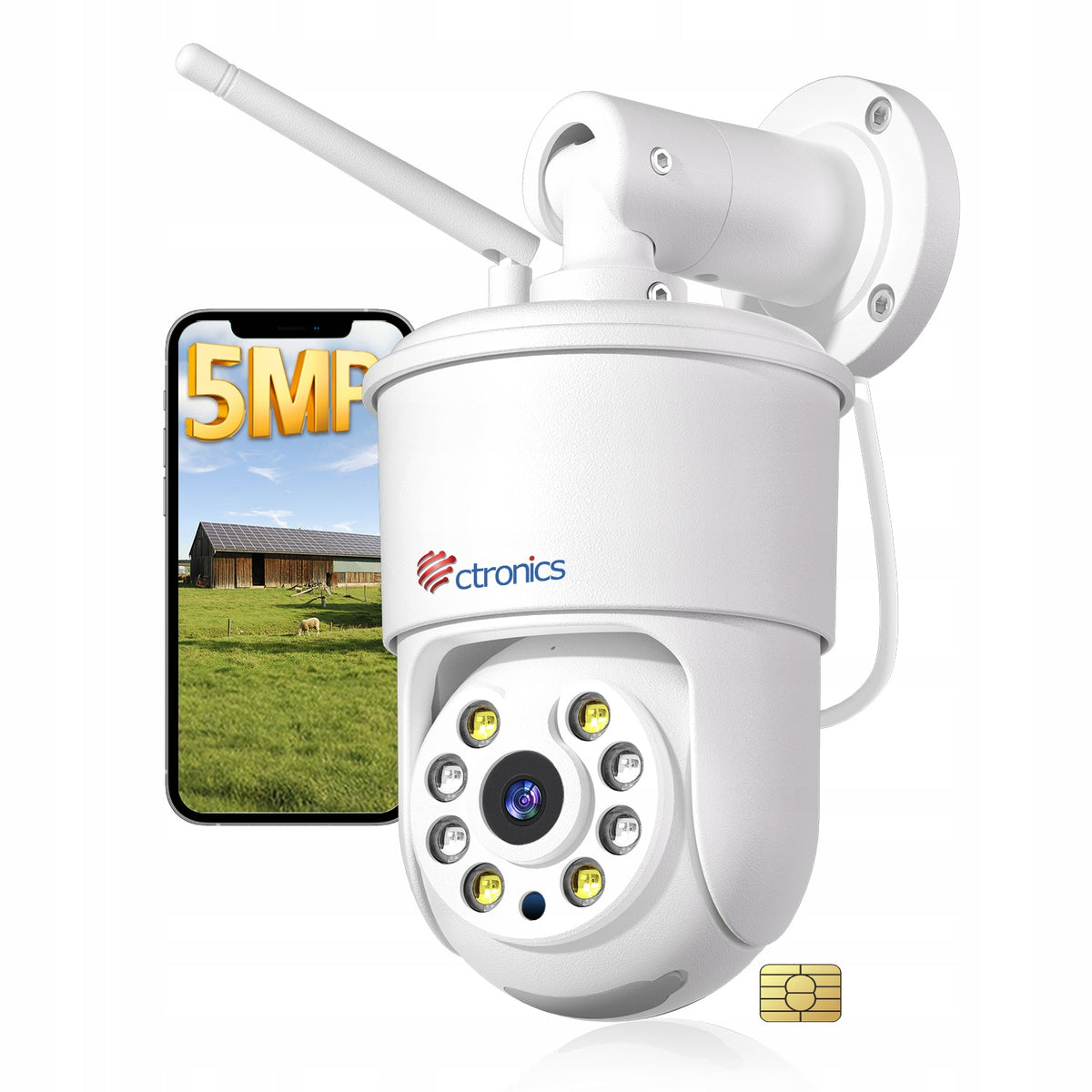 OUTDOOR IP ROTATING CAMERA FOR SIM CARD 3G 4G 5G LTE 5MPx 5MP METALLIC