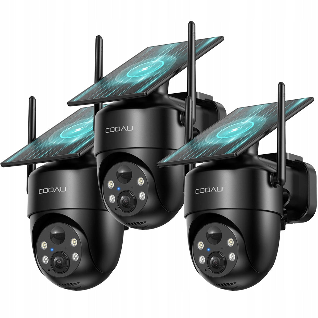 OUTDOOR SOLAR CAMERA 2K WIFI WIRELESS ROTATING 360° BLACK 3PCS