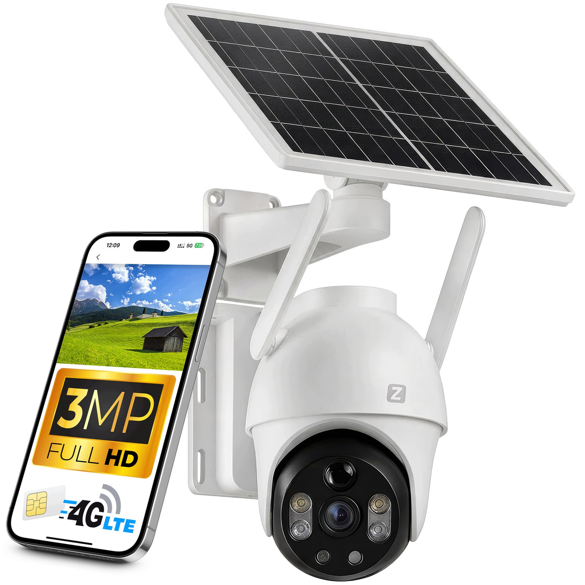 OUTDOOR SOLAR CAMERA FOR SIM CARD 4G AOV 3MPx