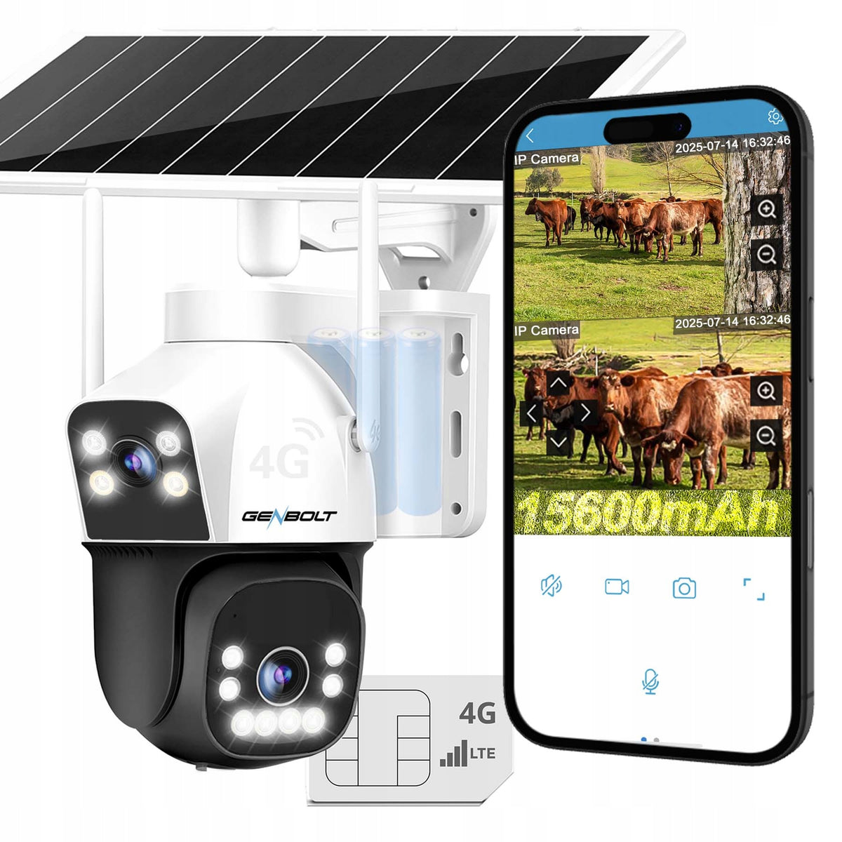 OUTDOOR SOLAR IP 7/24 CAMERA FOR 4G LTE SIM CARD GSM DUAL ROTARY SMART cctv