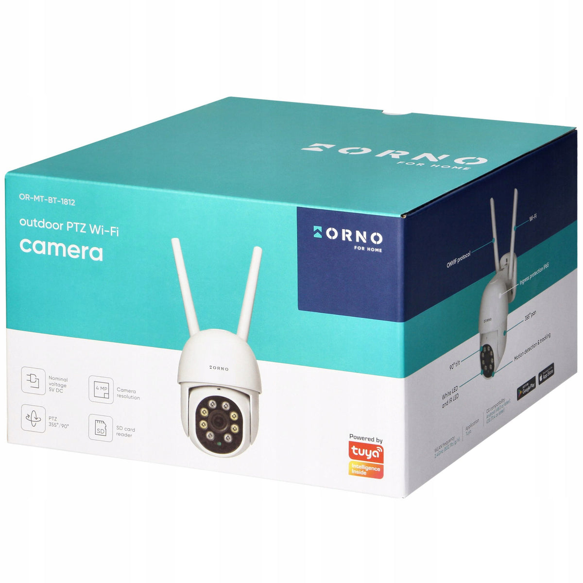 OUTDOOR WIFI CAMERA ROTATING 4MPx MICROPHONE MOTION SENSOR TUYA APP Manufacturer code ORMTBT1812