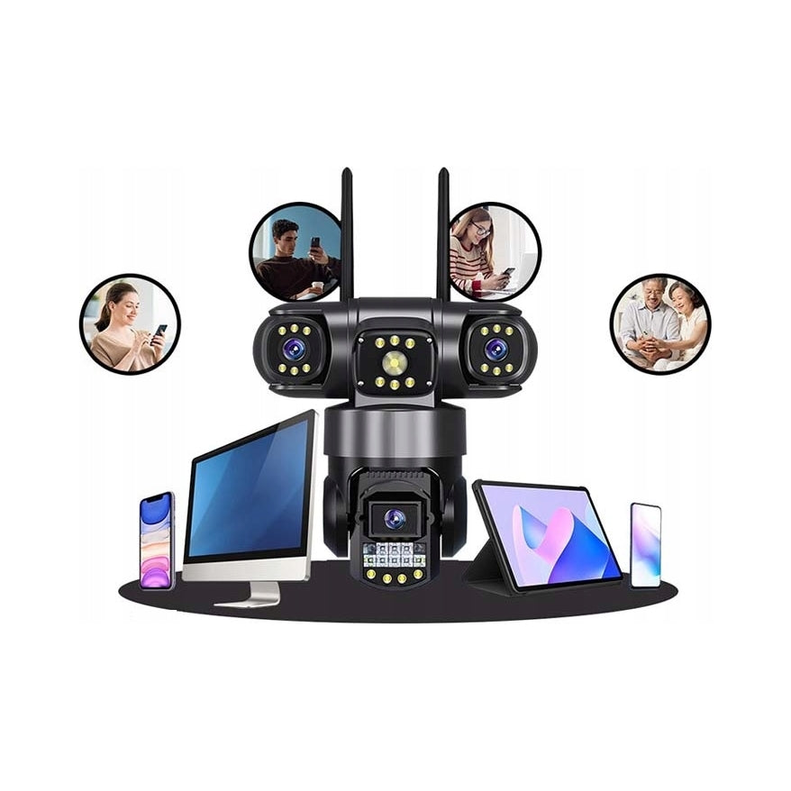 OUTDOOR WIFI CAMERA ROTATING TRIPLE 3X4MP PTZ ZOOM ALARM IP66 Packaging status original