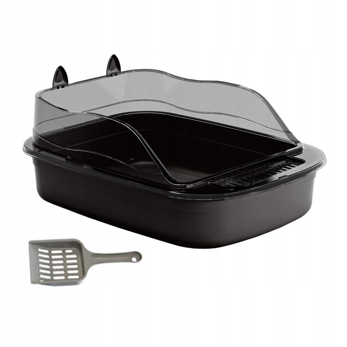 Open Cat Litter Box, Kitten Litter Box, Durable, Cartoon Shape, black Packaging status original