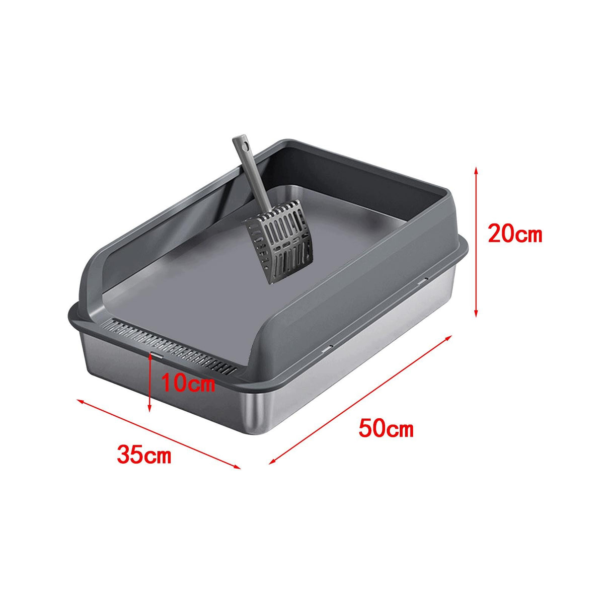 Open Litter Box Cat Litter Basin Open Top Cat Sand Box Dark Grey and M Packaging status original
