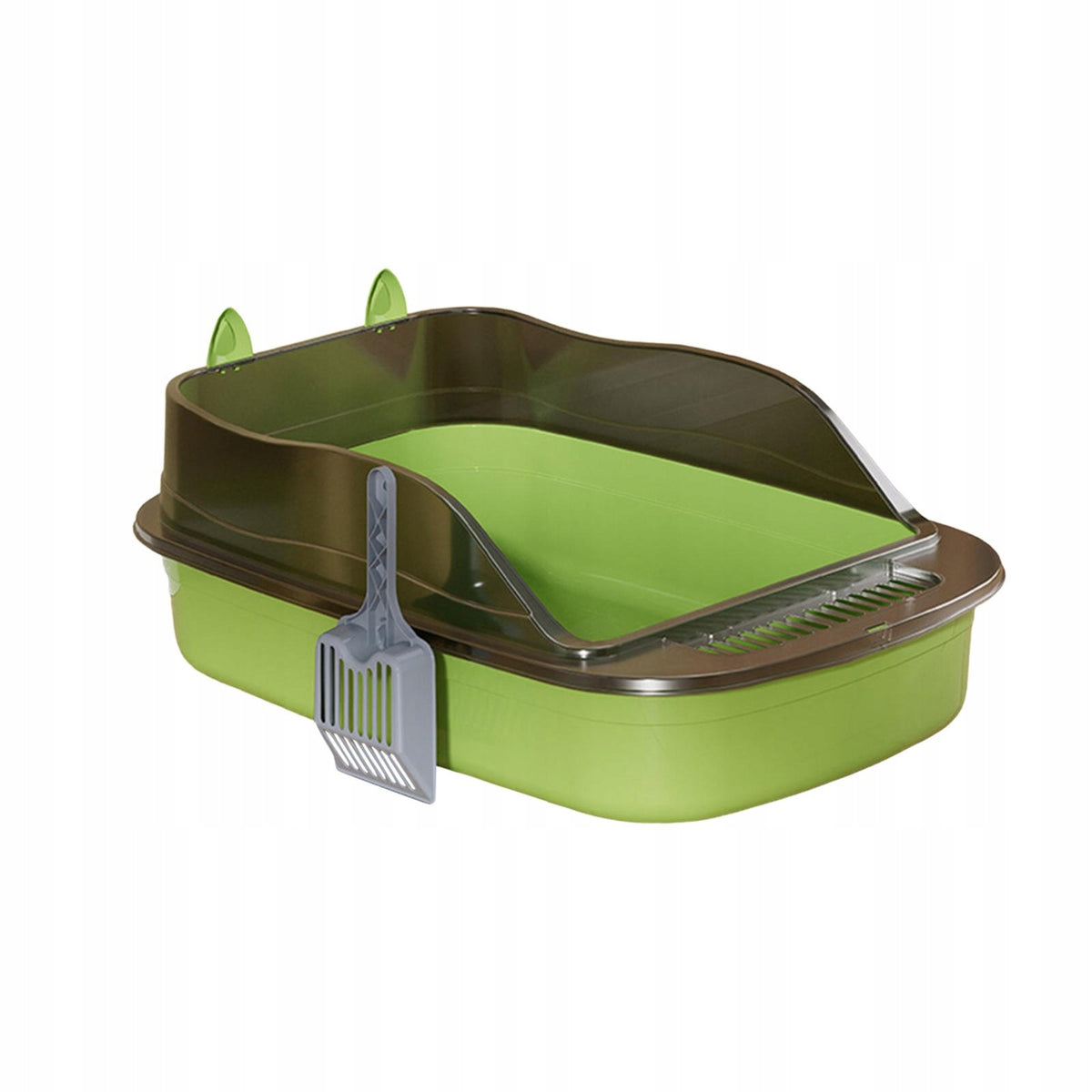 Open Litter Box Easy Carry Cat Litter Container Cat Toilet Bedpan green