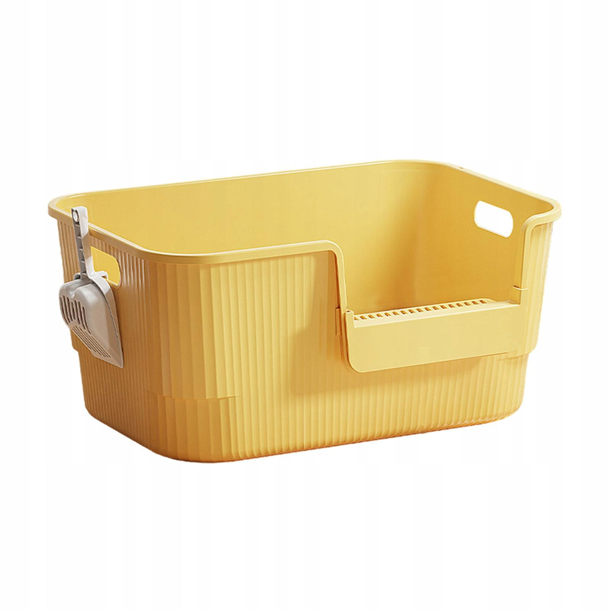 Open Top Cat Litter Box, Litter Tray, Sandbox, Splash Guard, yellow