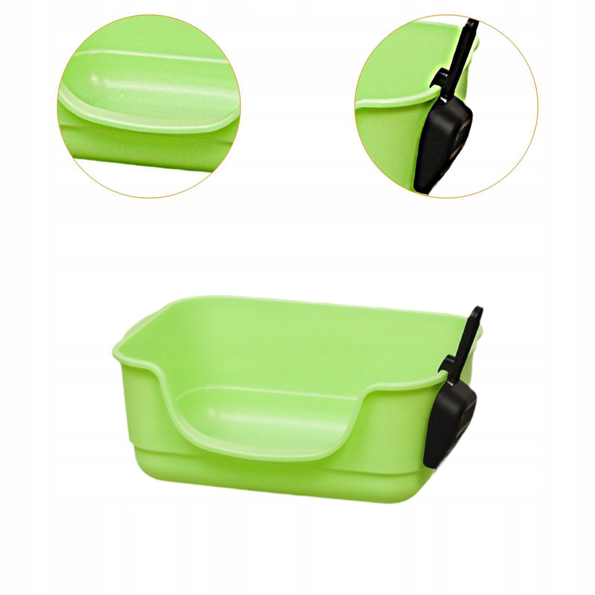 Open Top Pet Litter Box Kitty Litter Pan Extra Large Portable Multi Green Packaging status original