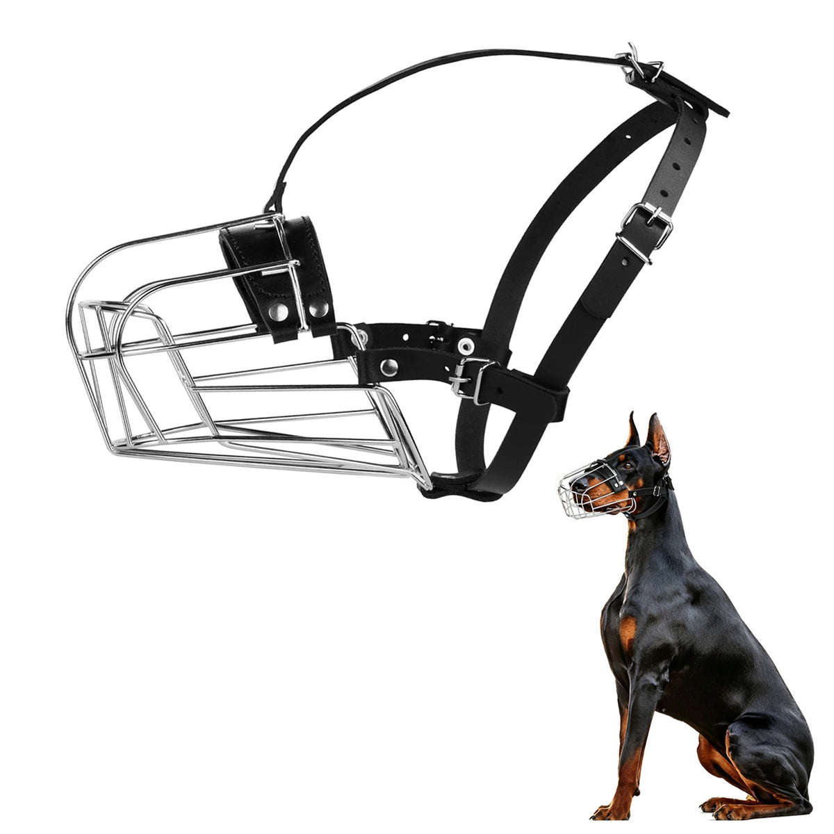 Openwork muzzle For Dog Large Breeds Metal Adjustable Lightweight 1pcs