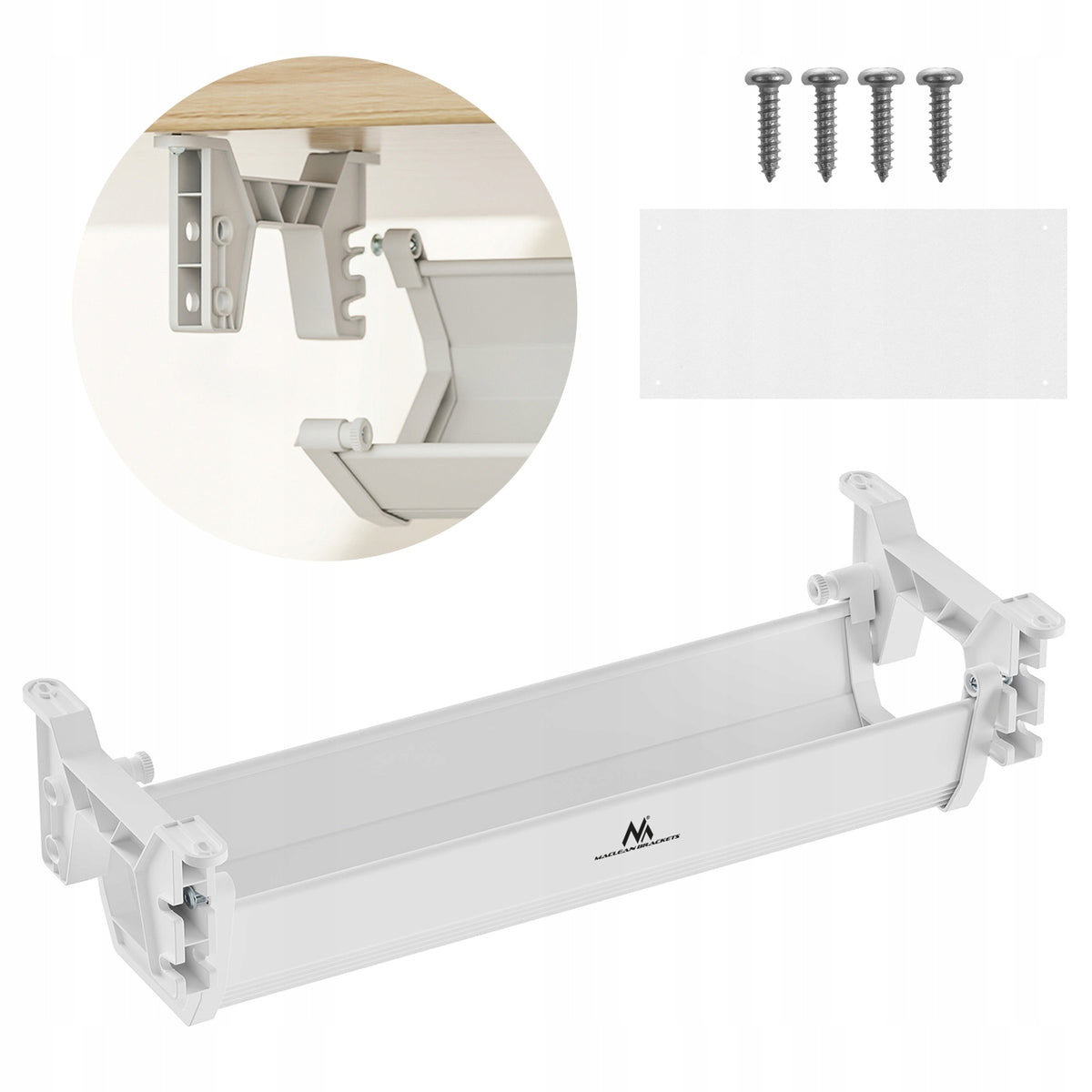 Organizer Cable Shelf Power Strip White Universal Under Desk