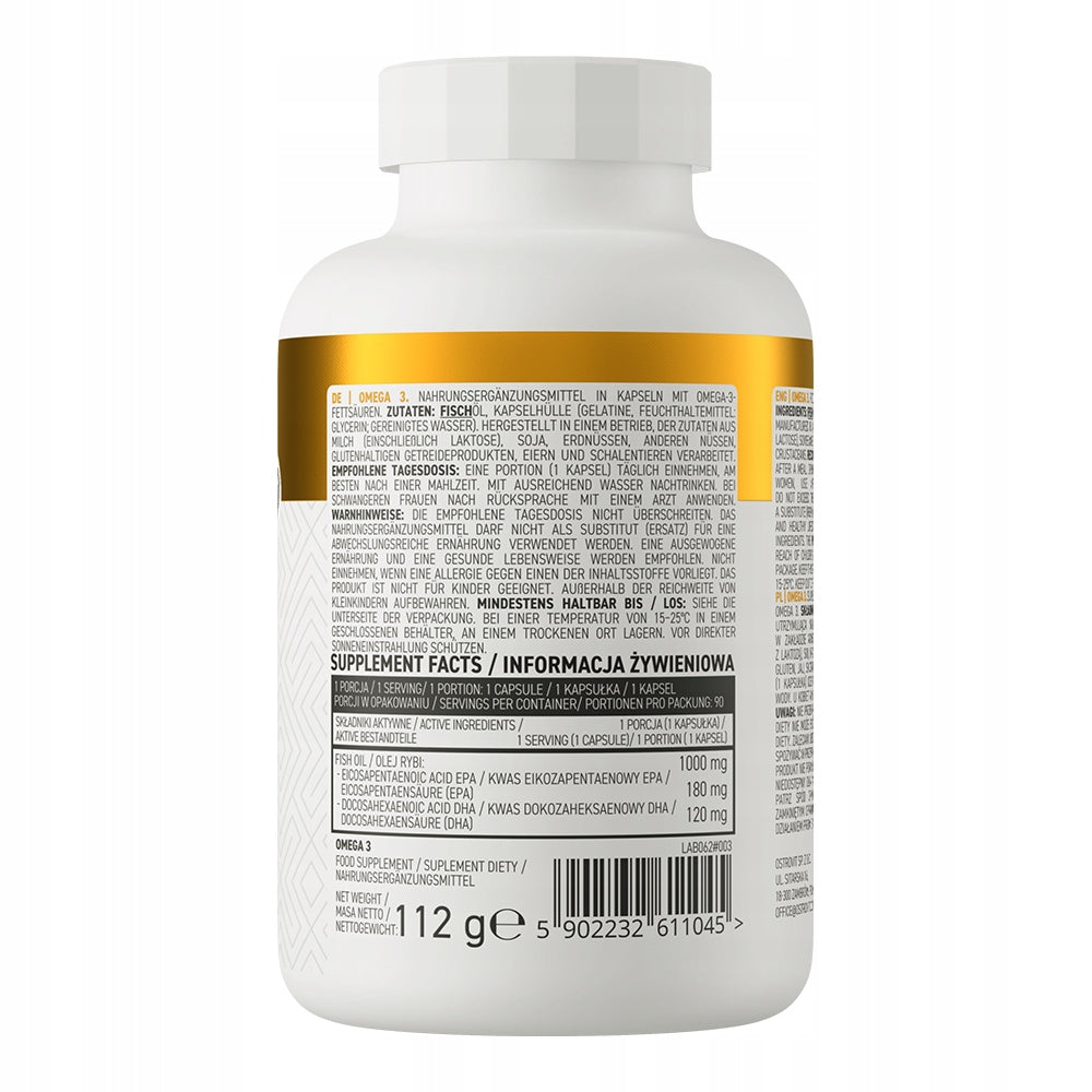 OstroVit Omega 3 90cap ESSENTIAL FATTY ACIDS EPA DHA Fish Oil 1000 mg Medical device no