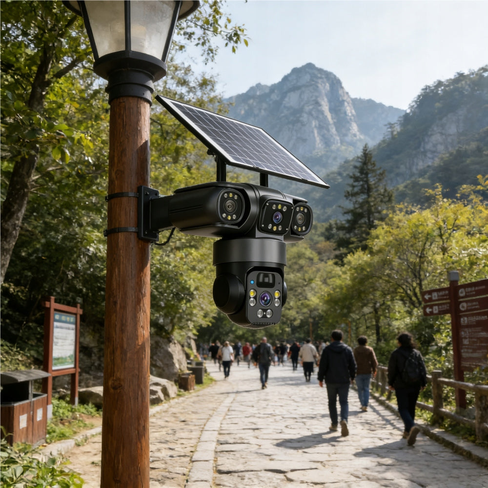 Outdoor 4K HD Solar Camera Two 12MP WiFi Lenses Packaging status original