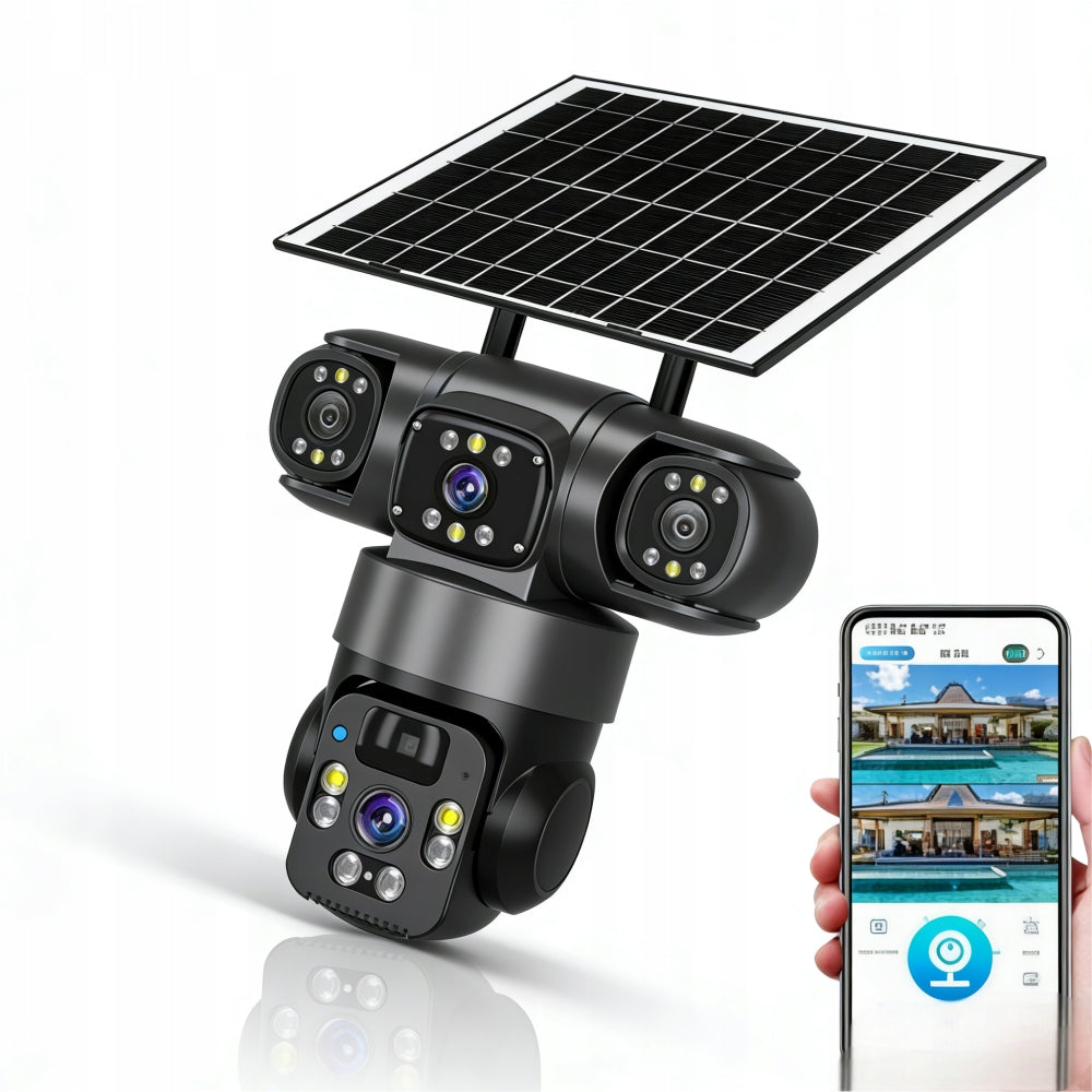 Outdoor 4K HD Solar Camera Two 12MP WiFi Lenses