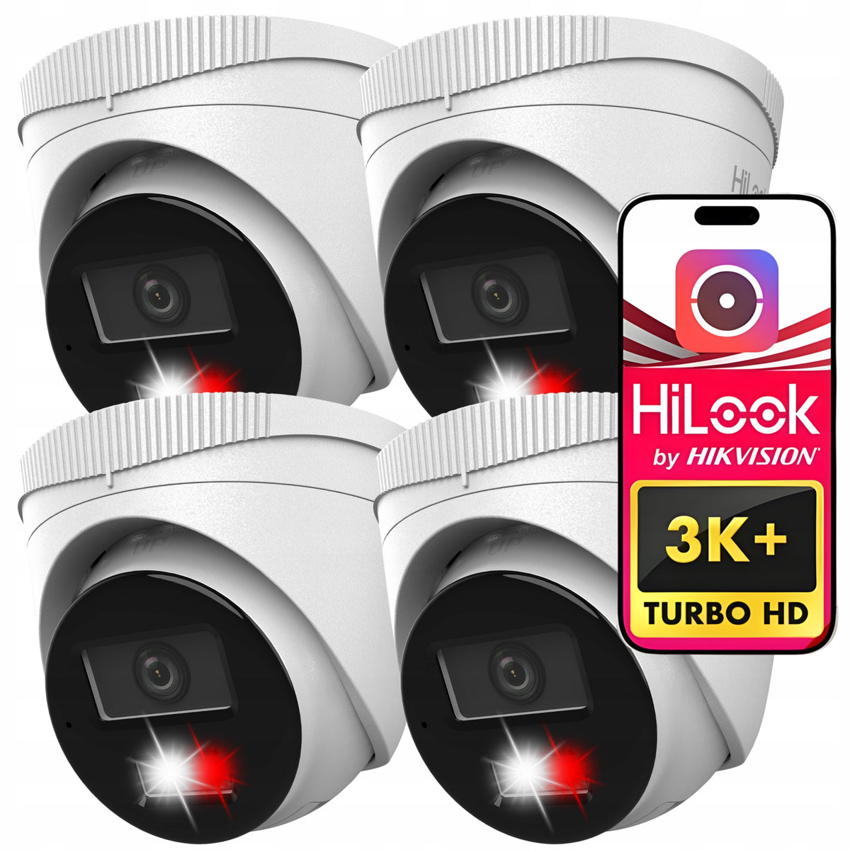 Outdoor IP Camera 3K 6MP PoE HiLook 4x IPCAM-T6-30DL Microphone App