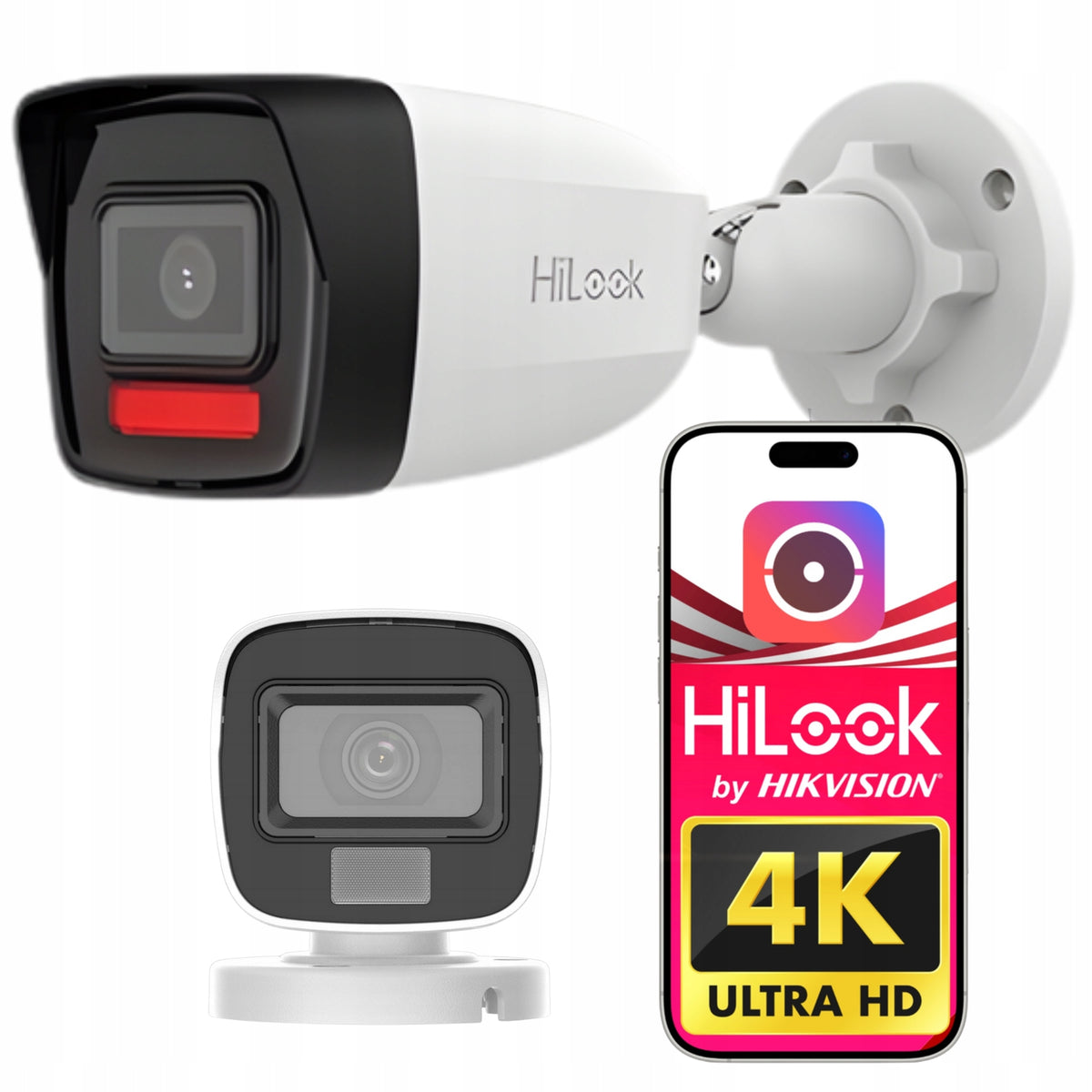 Outdoor IP Camera 4K 8Mpx PoE HiLook IPCAM-B8-30DL Microphone App