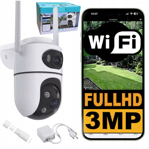 Outdoor IP Camera Smart Small White Two Lenses ICSEE App