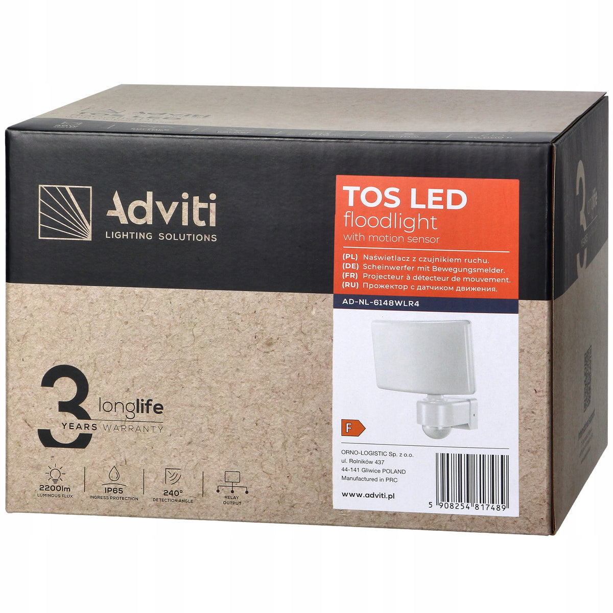 Outdoor LED Lamp 30W Motion and Twilight Sensor Adjustable Halogen White Packaging status original