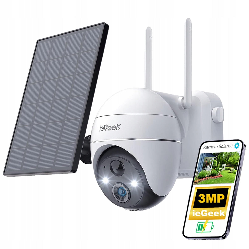 Outdoor Solar Camera Wifi 3Mpx Smart Rotating Ip Wireless Alarm
