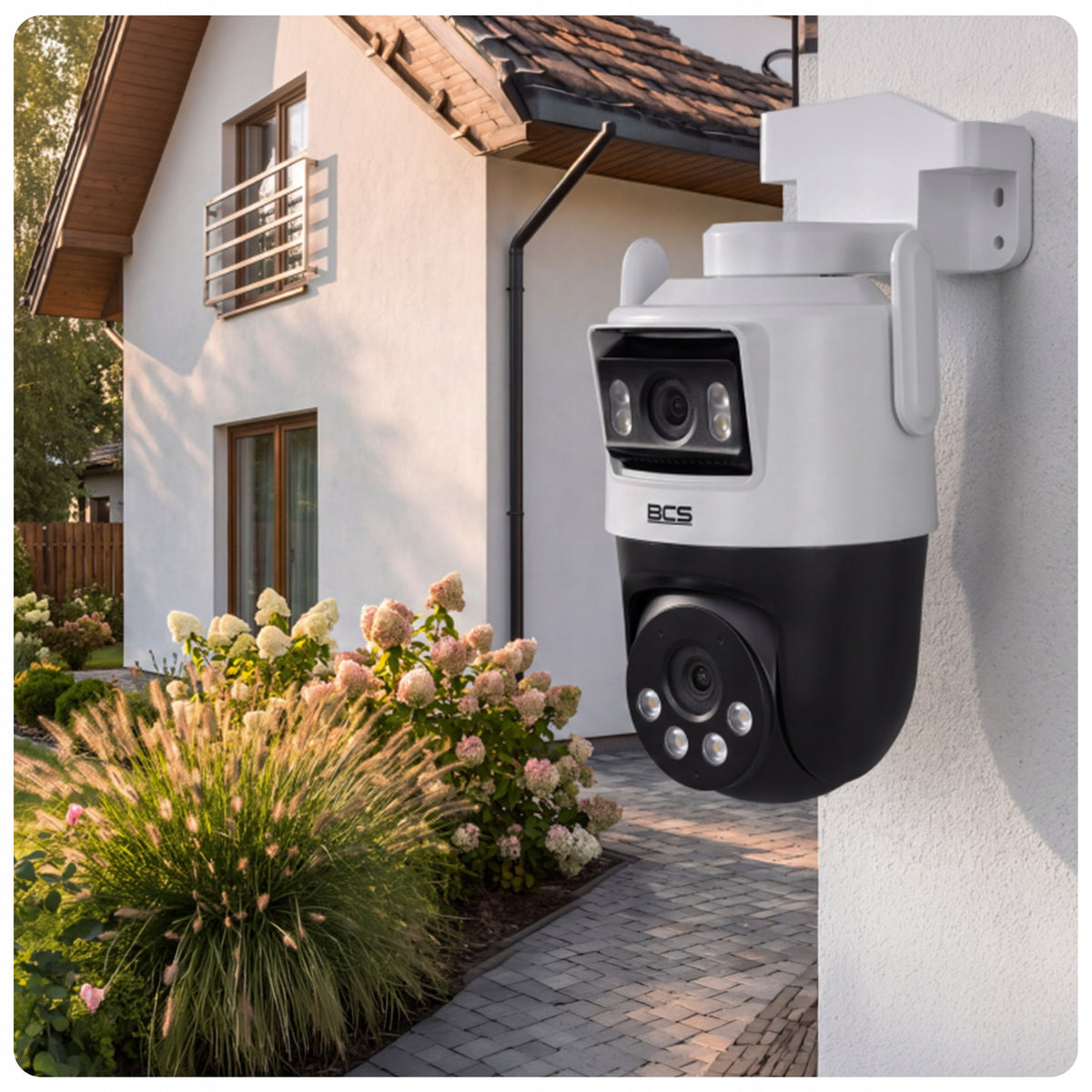 Outdoor WiFi IP Camera BCS 2x5Mpx Dual Rotating PTZ AI Tracking Packaging status original