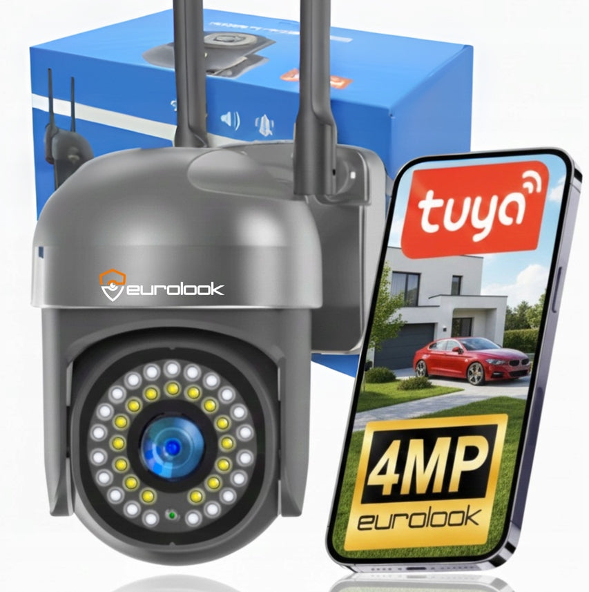 Outdoor WiFi IP Camera Rotating 4MP Tuya SMART Wireless SD Alarm