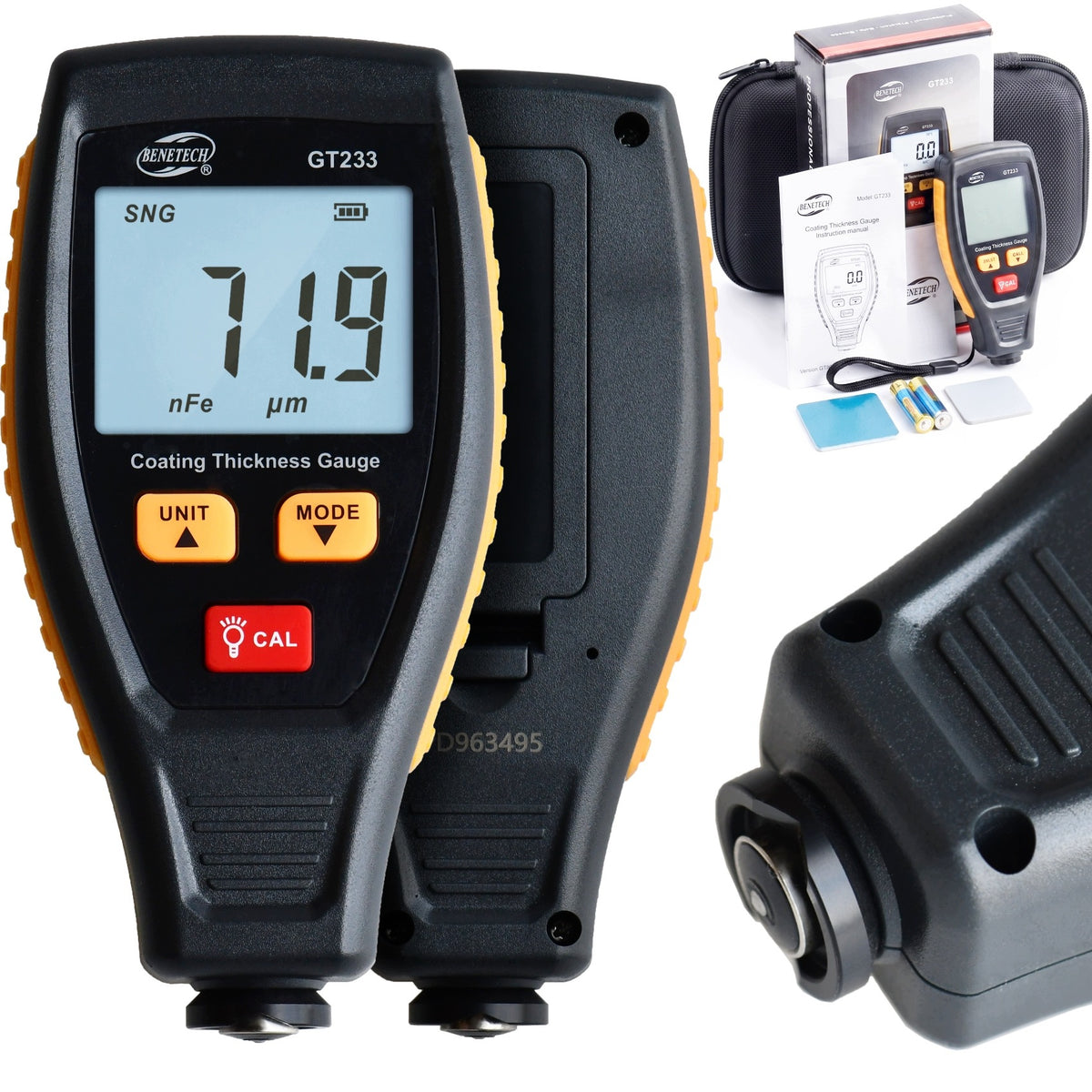 PAINT THICKNESS GAUGE COATING SENSOR AUTOMATIC LCD MATERIAL TESTER
