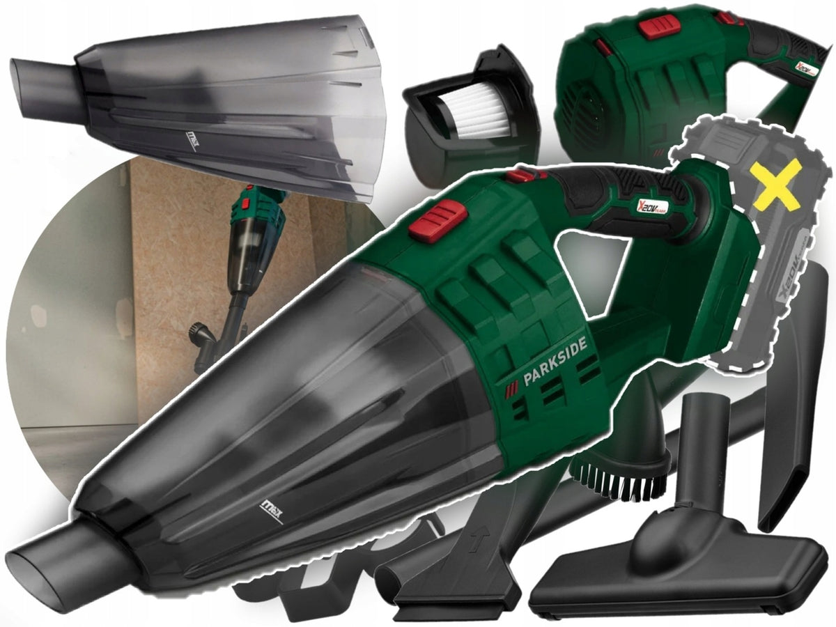 PARKSIDE Cordless Handheld Vacuum Cleaner PHSSA 20-Li D2 green + ACCESSORIES