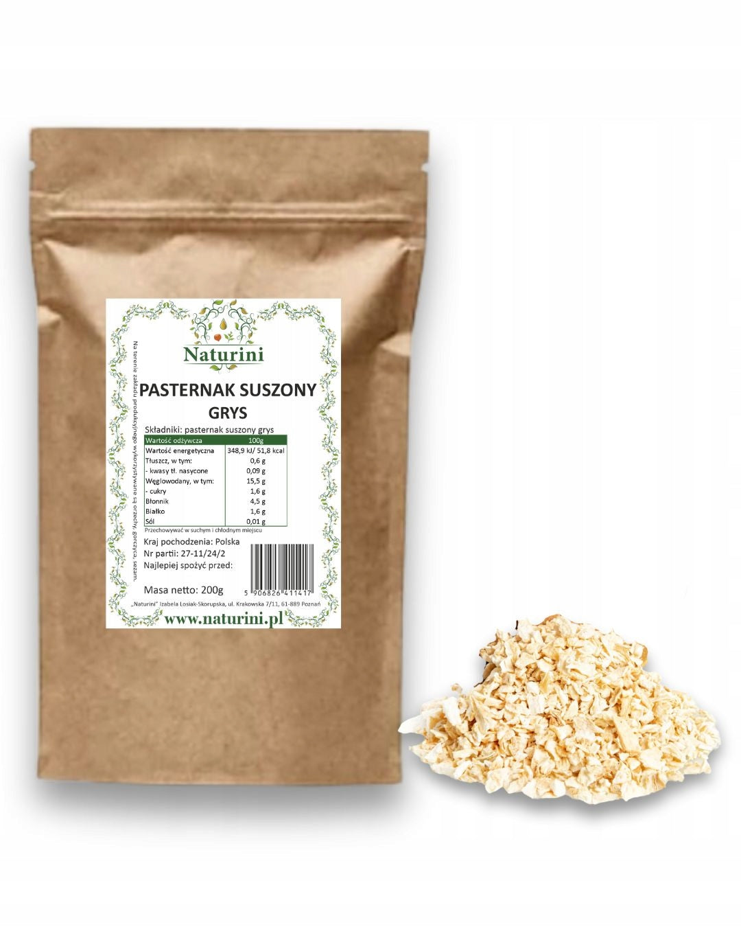 PASTERNAK DRIED GRIT natural vegetables TREAT FOR RODENTS 200g
