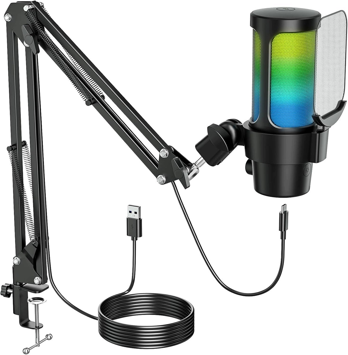 PC USB CARDIOID CONDENSER MICROPHONE 192KHZ RGB LED