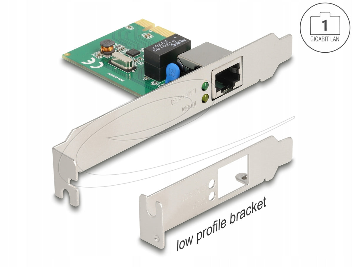 PCIe 1x RJ45 Gigabit LAN Delock 90381 card