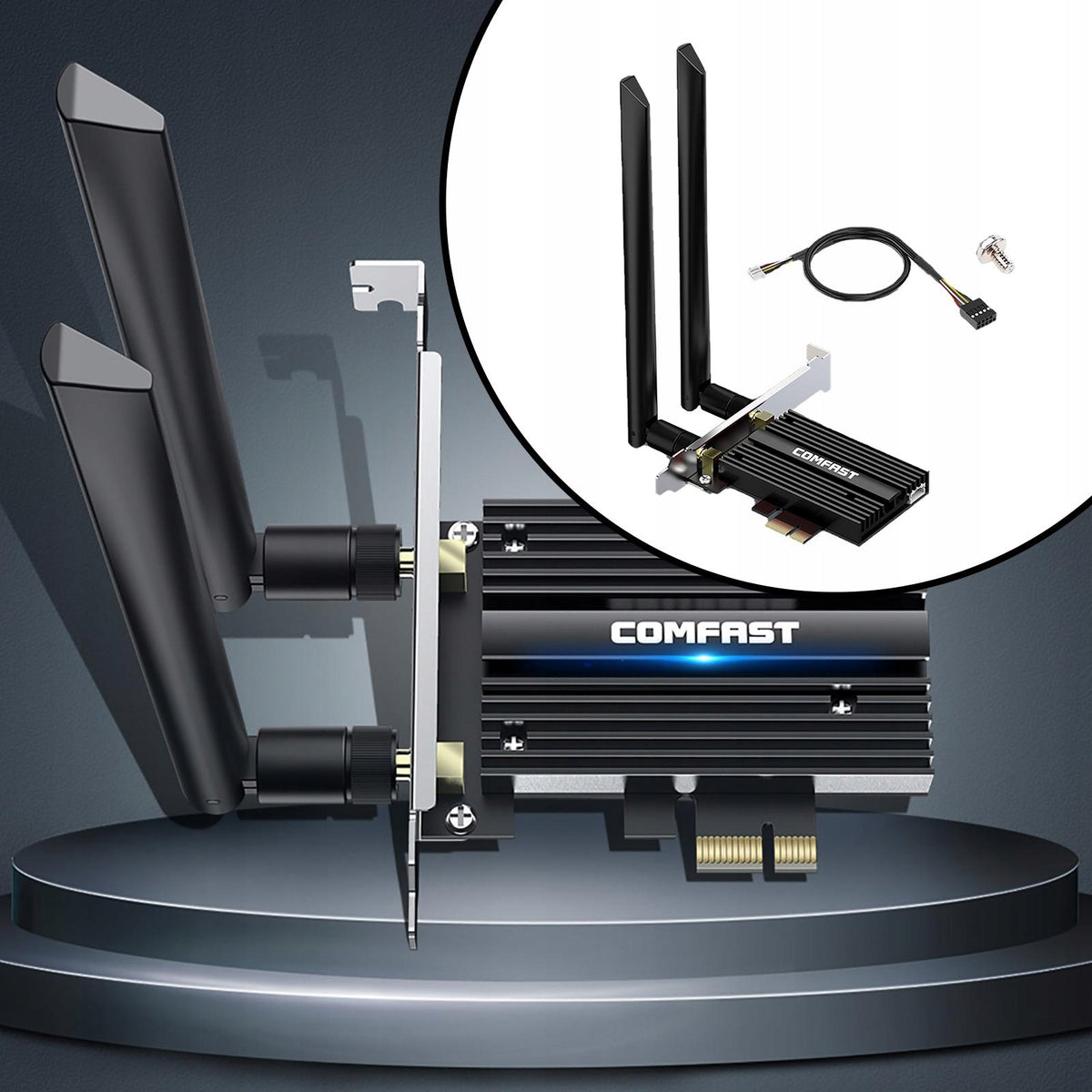 PCIe Network Card Wpa2 Wpa3 Heatsink Technology High Power Antenna Kit for