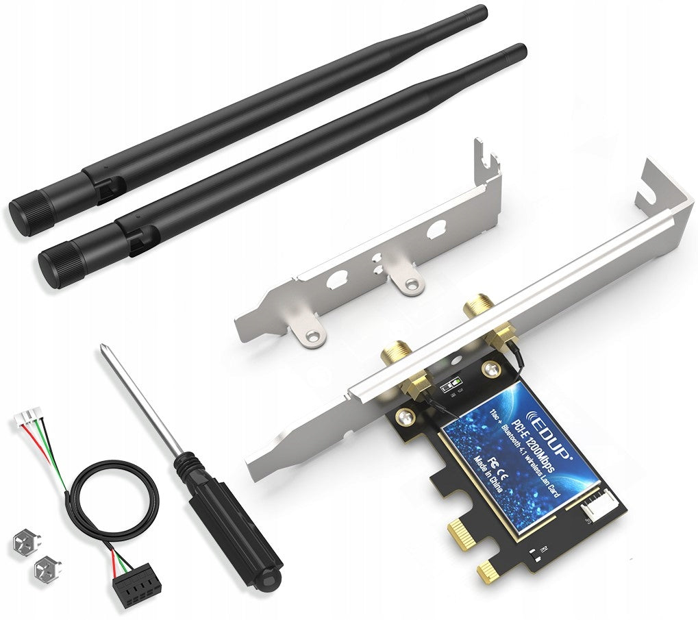 PCIe network card for PC with WiFi + Bluetooth 4.1 1200 Mb/s EDUP