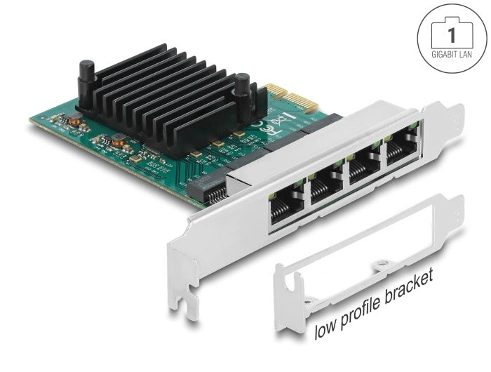 PCIe x1 4x RJ45 Gigabit LAN RTL8111F Delock 89025