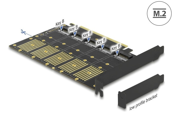 PCIe x16 5x internal M.2 Key B / SATA Delock 90435 card