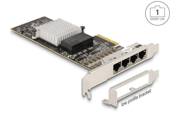PCIe x4 4x RJ45 Gigabit LAN Intel i350 Delock 88606
