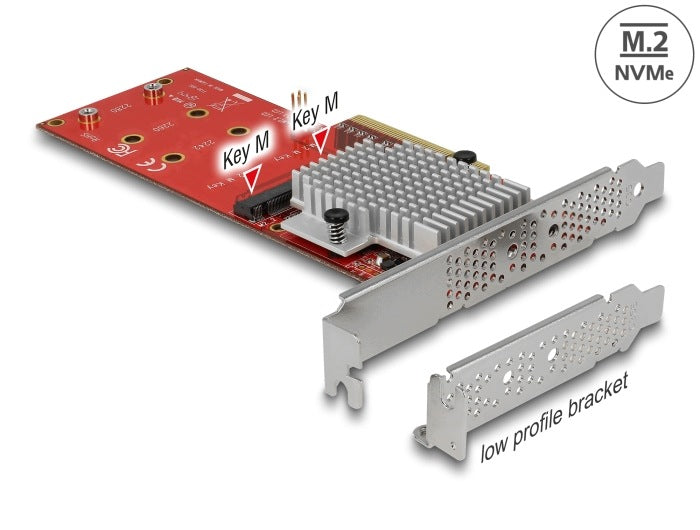 PCIe x8 2x NVMe M.2 Key M Low Profile Delock 90305
